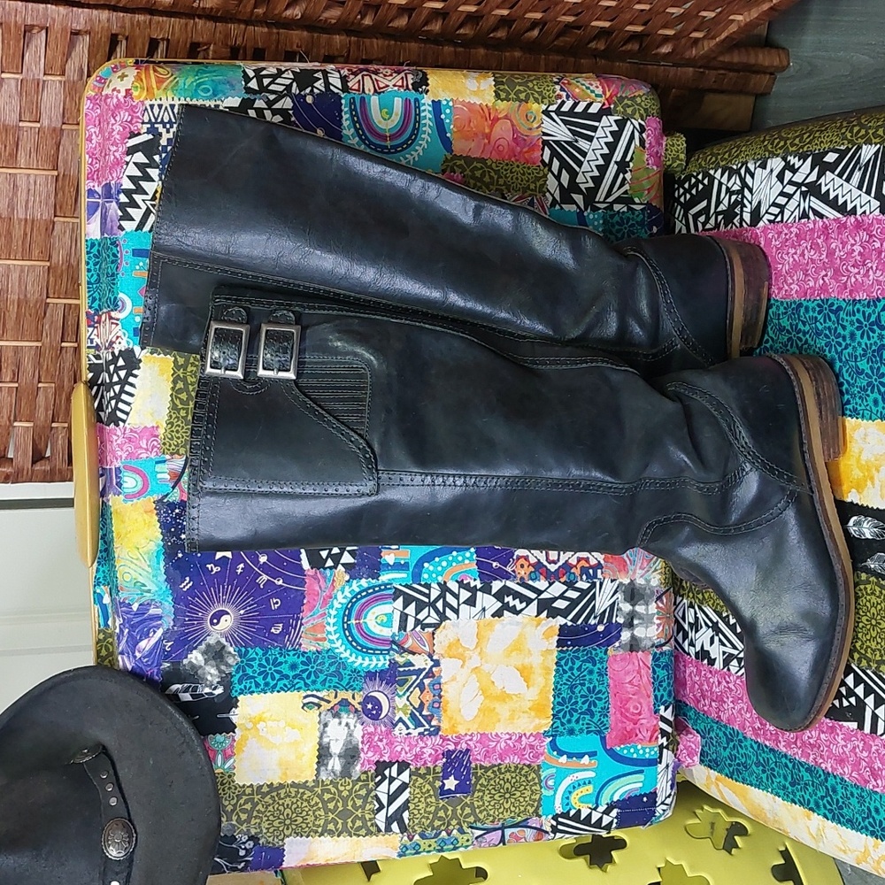 Lucky Brand Andria Leather Riding Boots 8.5 well worn